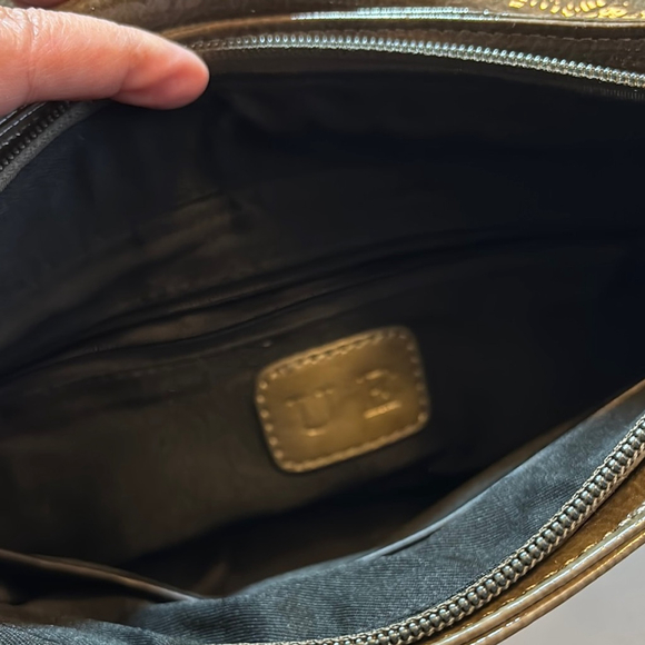 Elegant Patent Olive Coloured Clutch Bag - Picture 3 of 3